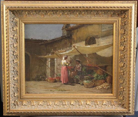 19th century Italian School Vegetable market, 10 x 12.5in.